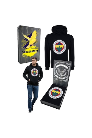 Fenerium Fenerbahçe Orijinal Lisanslı Fb Logolu Lacivert Kapüşonlu Sweat Uv Kutu Hediyeli Lacivert - Sarı