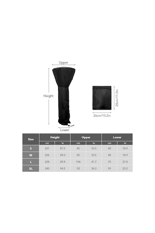 Aubyhe 210d Oxford Pu Kaplamalı Bahçe Isıtıcı Koruması - Su Geçirmez, Hava Ve Yağmur Dayanıklı 226x85x48cm