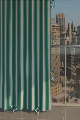 Devrim Olivya Tekstil Yeşil-beyaz Çizgili Özel Dikim Lüks Branda Balkon Perdesi Beyaz - Yeşil