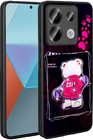 Xiaomi Redmi Note 13 Pro 5g Kılıf Parlayan Kabartmalı İkonik Figürlü Zore Amas Silikon Kapak Siyah