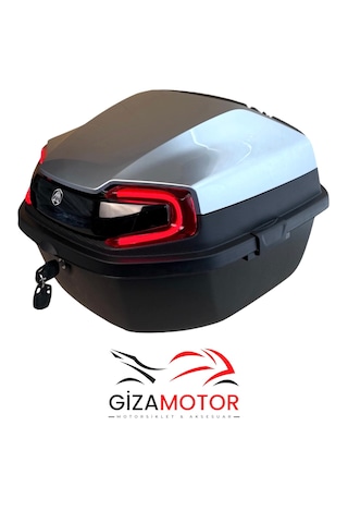 Işıklı- Sırt Dayamalı Motosiklet Çantası Gümüş Gri 33 Lt