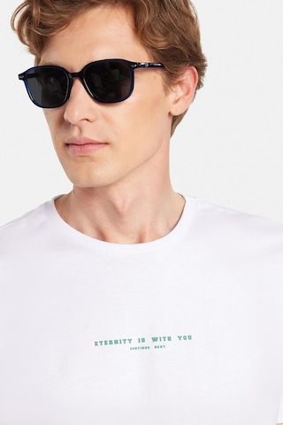 Tudors Erkek Slim Fit Dar Kesim %100 Pamuk Yumuşak Dokulu Baskılı Beyaz Bisiklet Yaka Tişört-33176 Beyaz