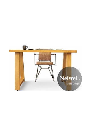 Neiwel Mies Doğal Ahşap Çalışma Ve Ofis Masası-70cm-180cm Açık Ceviz