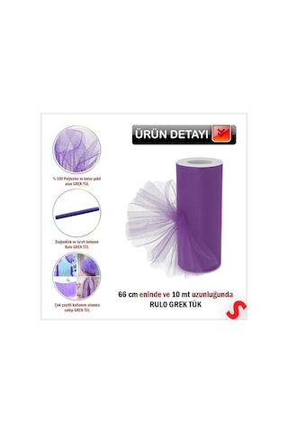 Süsleme Tülü Grek Tül Rulo, 66 Cm X 10 Mt - Mor 0-99