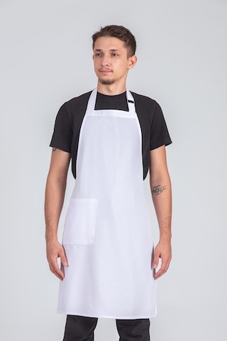 Erkek Boyundan Asmalı Barista Şef Mutfak Önlüğü Beyaz