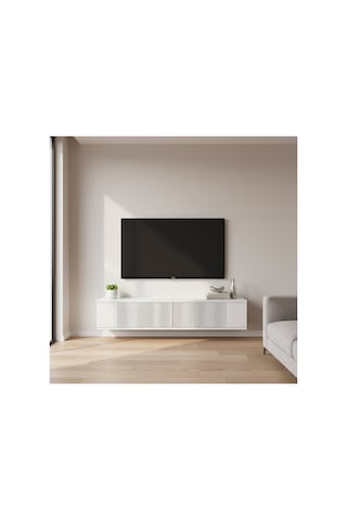 Tda1204 Corsa Duvara Montaj Tv Stand, Tv Rafı 120cm Beyaz-traverten