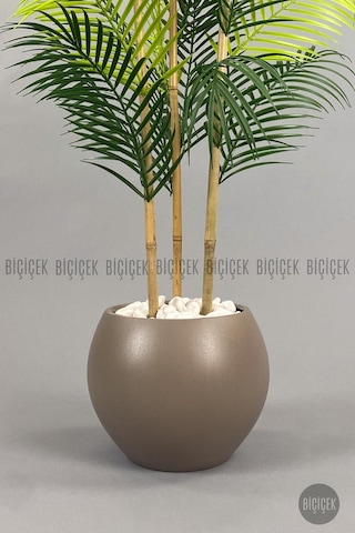 Biçiçek Yapay Areka Ağaci 120 Cm24 Yapraklı Mocha Küre Saksıda