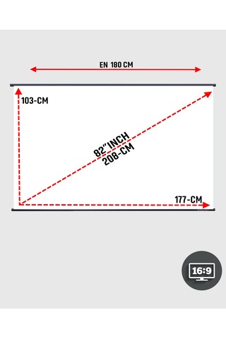 En180cm Boy105cm Projeksiyon Perdesi Duvar Askılı Taşınabilir