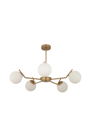 Sara 5Li Eskitme Boyalı Beyaz Camlı Salon Avize