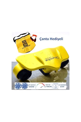 Sea Scooter Elektrikli Deniz Havuz Scooter 2x600 W Çift Motor + Çift Batarya Sarı