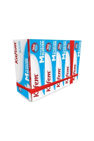 Kafem Beyaz Lateks Eldiven Pudralı (M) 100 Lü X 5 Paket