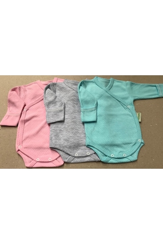 Özdemirlitekstil Bebelino Kız Bebek Çıtçıtlı Badi Kruvaze 3'Lü Paket Çok Renkli
