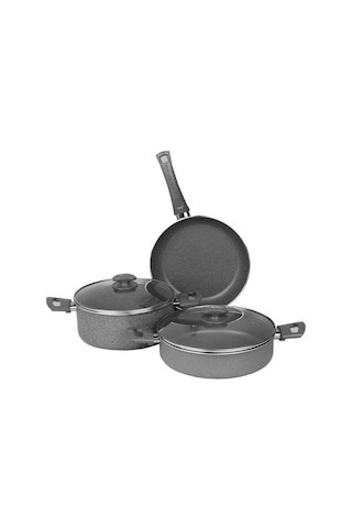 Mehtap Gray 5 Parça Granit Tencere Seti