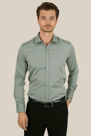 Su Yeşili Slimfit Erkek Gömlek Yeşil