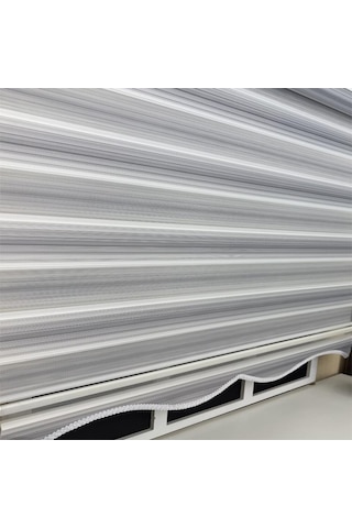 Storburada Gri Renk Geçişli Zebra Stor Perde Etek Dilimli Gri