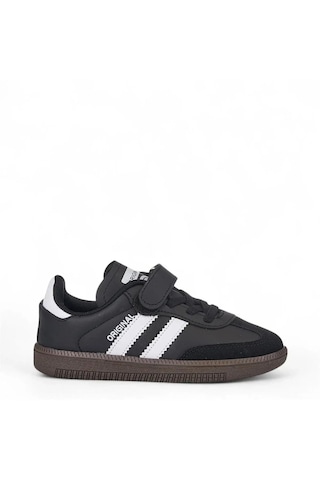 Zacoz Günlük Unisex Çocuk Sneaker Bağcıklı Hafif Esnek Kaymaz Taban Ayakkabı Siyah Beyaz