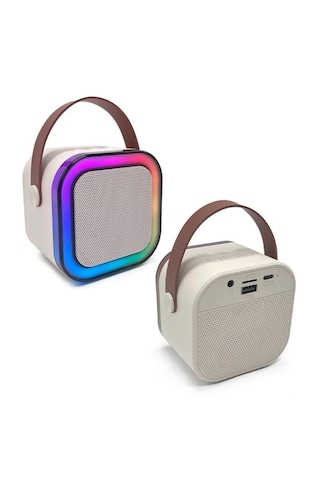 1adet Karaoke Hoparlör Kart/usb Mikrofon Işıklı Bluetooth Speaker