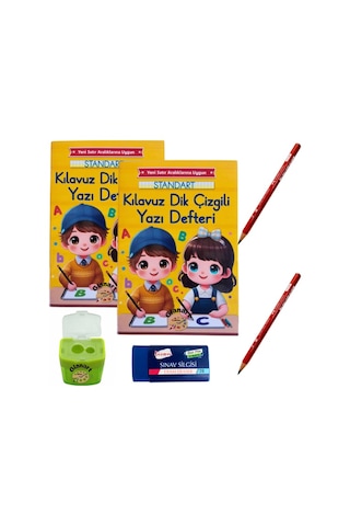 Yeni Müfredat Küçük Boy Klavuz Dik Çizgili Güzel Yazı Defteri Ve Jumbo İlk Kalemim Seti 48 Syf.
