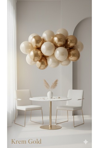 Krem Gold Parıltılı Metalik Balonlar Parti & Kutlama Paketi