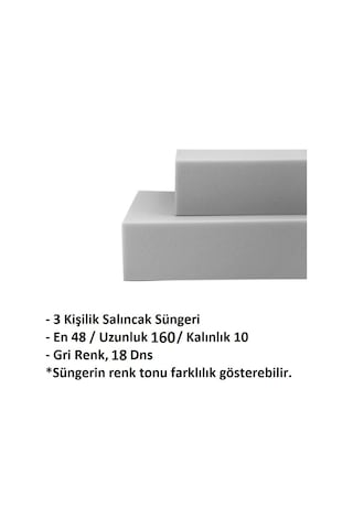 Sünger Takımı 160x48x10cm 3 Kişilik Salıncak Minderleri İçin Uygun Sünger (18dns)