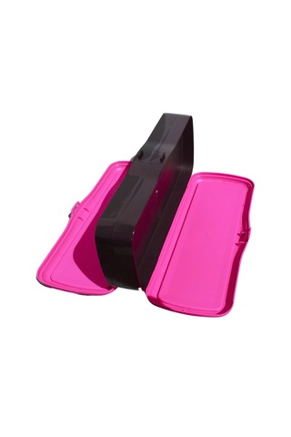 Plastik Çift Bölmeli Fonksiyonel Kalemlik Kalem Kutusu Pembe