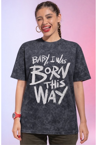 Sevbano Baby I Was Born This Way Lady Gaga Şarkıcı Baskılı Unisex Oversiz Siyah