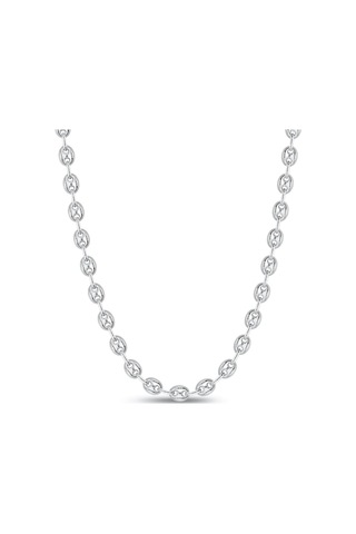 925 Ayar Gümüş Unisex Gemici Kahve Çekirdeği Model Zincir Kolye 4,5 Mm