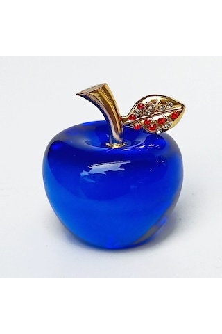 Ruicoo Parlak Kristal Elma Şeklinde Noel Süsü - Işık Yansıtan Dekoratif Aksesuar Elmas Yaprak Mavi