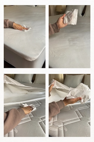 Adarya Home %100 Örme Pamuk Fitted Full Kenar Sıvı Geçirmez Yatak Koruyucu Alez Beyaz 200 x 200 Beyaz