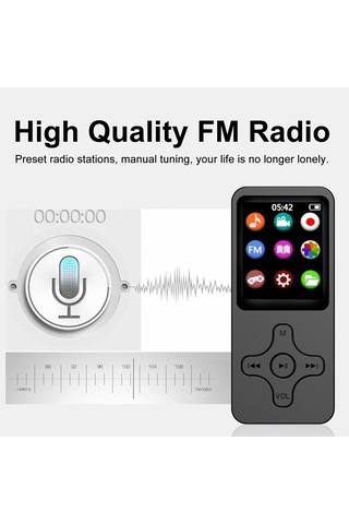 Geeroyoo Koleksiyöz Çapraz Desenli Bluetooth Mp3/mp4 Çalar - Spor Ve Öğrenci İçin Fm Radyo, Kayıt, Metin Okuma, 32gb Siyah