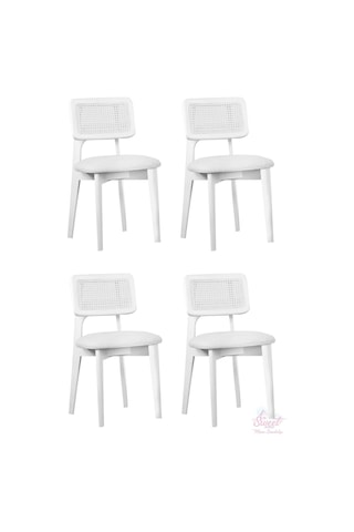 Kuzey Sandalye Ahşap Gürgen 4 Lü Set Cafe,restaurant,mutfak,salon,yemek Odası Sandalyesi Beyaz
