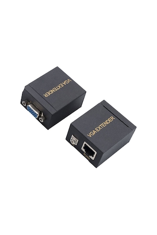 Vga Extender, Cat5e/cat6 Kablo İle, Vga Uzatıcı, Vga Verici + Alıcı, Siyah, 60 M,