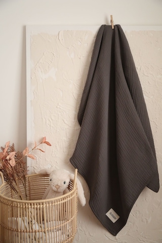 Müslin Gri-oeko-tex Sertifikalı %100pamuk 4 Katlı Kenar Nakışlı 105x105 Cm Bebek Battaniye & Örtü Gri