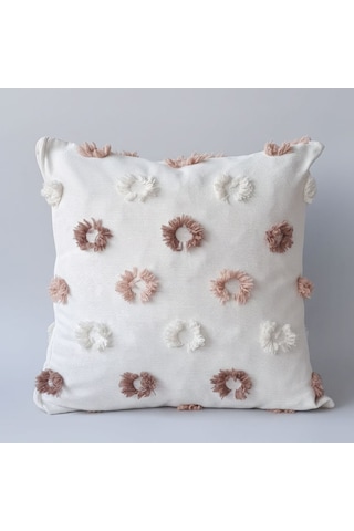 Premium Dokulu Dekoratif Kırlent Kılıfı 45x45 Cm Kabartmalı Desenli, Yüksek Kalite Kumaş Kahve Rengi