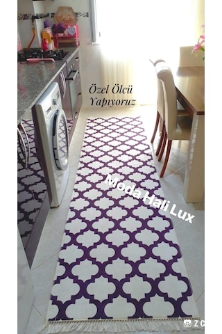 Beyaz Mor Kaymaz Tabanlı Halı Yıkanabilir Halı Kilim Yolluk