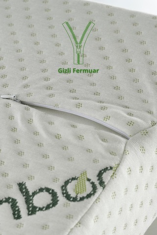 Bambu Kılıflı Medikal, Boyun Destekli Çift Taraflı Ortopedik Visco Visko Yastık 51x41x13-11cm 1350gr Beyaz - Yeşil