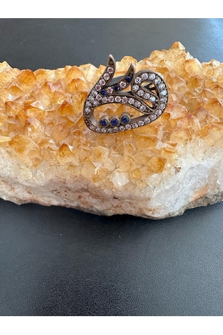 Aysesa Vav Modeli Safir Ve Zirkon Taşlı Kadın Gümüş Yüzük
