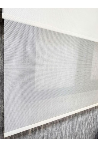 Bbb Saten Çizgili Çift Mekanizmalı Tül Stor Perde Ekru Mt1001 Ekru