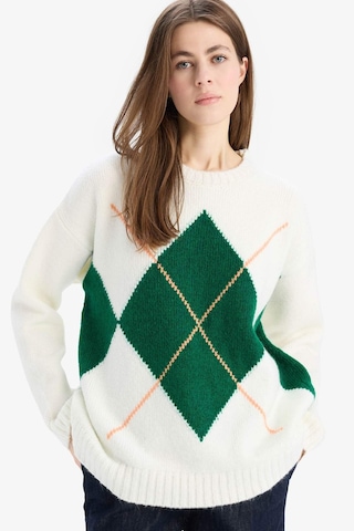 DeFacto Oversize Geniş Kalıp Baklava Dilimli Bisiklet Yaka Triko Kazak F1233AX25SPGN943 Yeşil