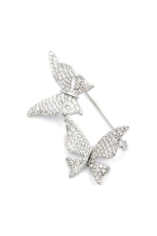 İkili Kelebek Kıkırdak Küpe - Gümüş Çok Renkli