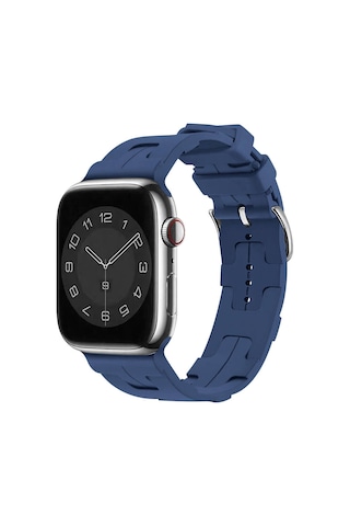 Ekılıf - Apple Uyumlu Watch 44mm - Kordon Silikon Kordon Krd-92 - Mavi