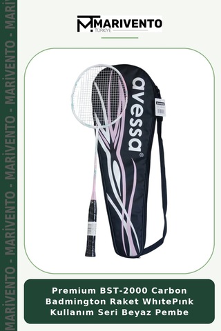 Premium Bst-2000 Carbon Badmington Raket Whıtepınk Kullanım Seri Beyaz Pembe