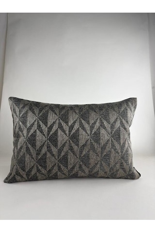 Kahverengi Geometrik Desenli Keten Kırlent Kılıfı 35x50 Cm Premium Collection Kahverengi