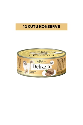 Delizzia Kıyılmış Hindi Etli Yetişkin Kedi Maması 12 X 85 Gr.