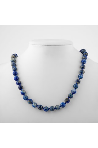 Safnaturel Lapis Lazuli 8 Mm Düğümlü Doğal Taş Kolye