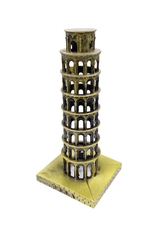 Vintage Metal İtalya Pisa Kulesi Biblo Antik Bronz 16 Cm