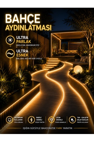30 Metre Tak Çalıştır Gün Işığı Noas Yl42-0001 Neon Led, 3200k Gün Işığı Rengiyle Sıcak, Şık Ve Dekoratif Bir Aydınlatma Sağlar Gün Işıgı 3000-3200Kelvin