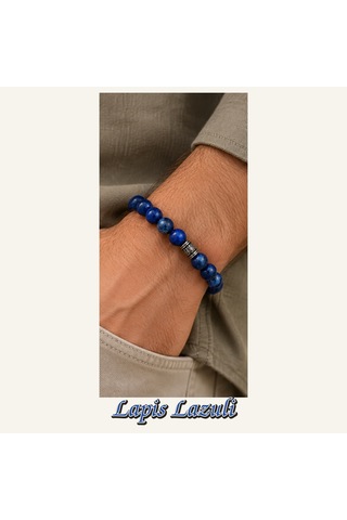 Lapis Lazuli Taşı Bileklik 8 Mm, Unisex, Elastik Çok Renkli