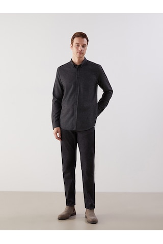Lcwaıkıkı Classic Siyah Regular Fit Armürlü Cepli Erkek Gömlek