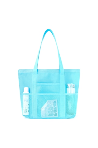 Skycity Mavi Çok Amaçlı Katlanabilir Ağ Desenli Çanta - Plaj, Spor, Yüzme Ve Seyahat İçin Büyük Kapasiteli Taşınabilir Organizer Mavi